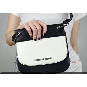 Christian Siriano Beatrice Crossbody Bag Black & White Colorblock Flap Purse